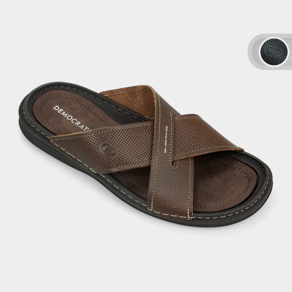 Chinelo Masculino Democrata Couro Slide Lazy 693102