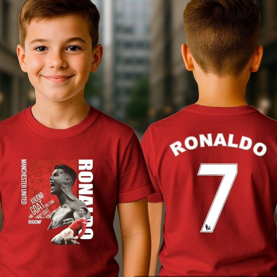 Camiseta Infantil Jogador Cristiano Ronaldo Futebol CR7 Robozão Goat Melhor Criança Estampa