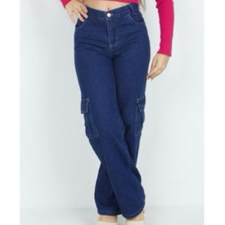 Calça Jeans infantil Cargo Infantil Wide Leg * Calça Cargo Jeans Infantil Feminina * Calça Jeans Cargo Infantil Premiu