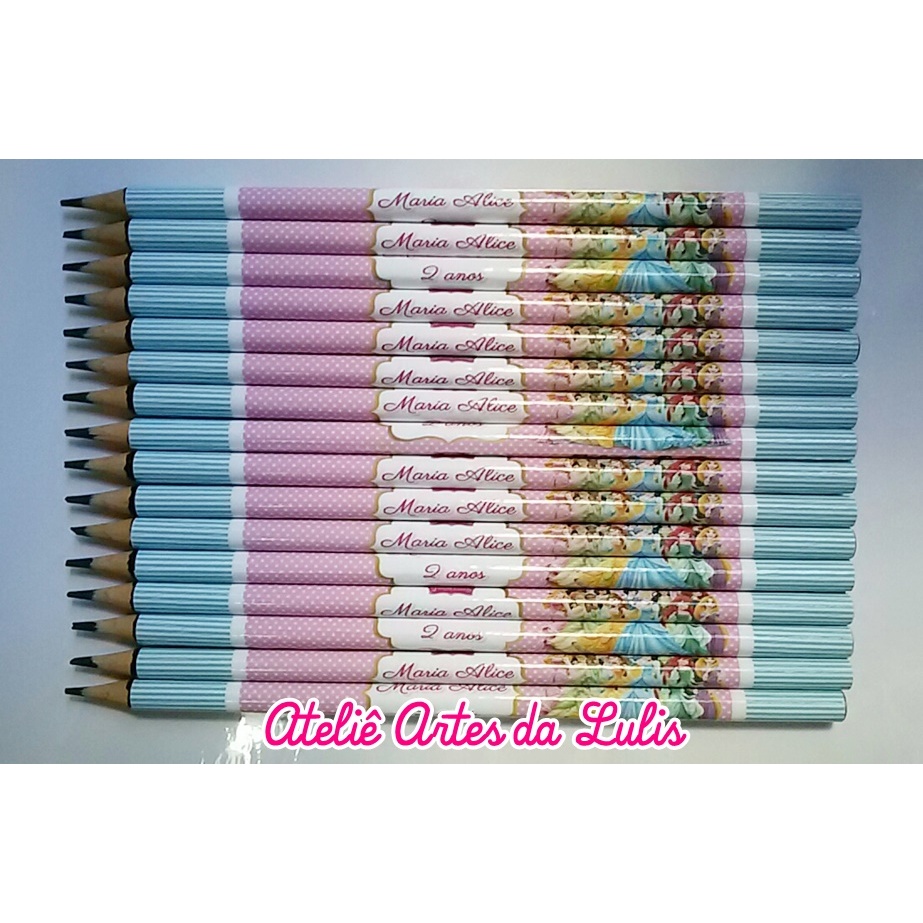 Kit Lápis PRINCESAS Personalizado - Lembrancinha aniversário - Lápis PRINCESAS DISNEY - Lápis Personalizado