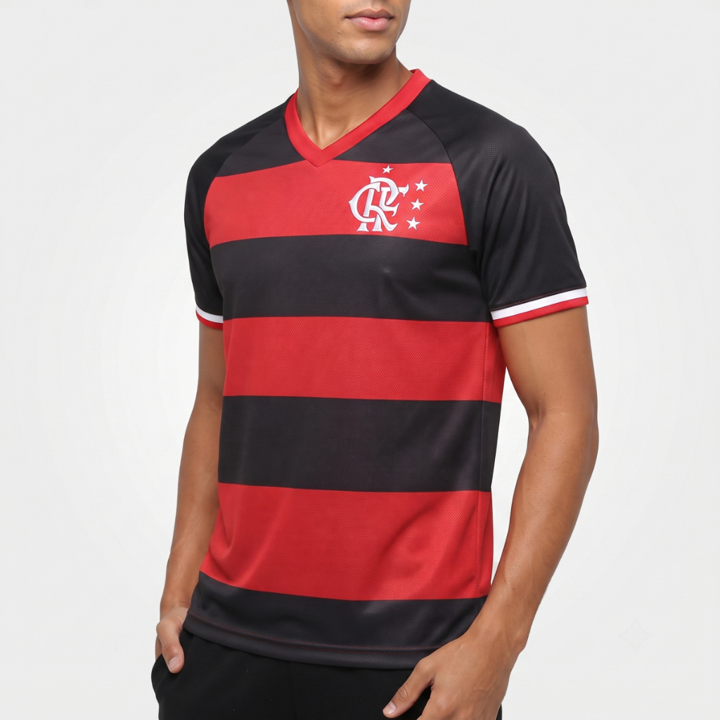 Camisa Flamengo Retrô Tradição Masculina Adulto Dry Fit Manga Curta Gola V Torce