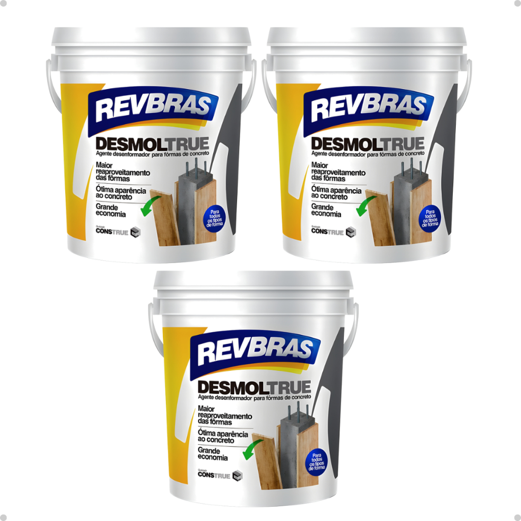 Kit 3 Desmoldante Desmoltrue Para Formas De Concreto Desenformador Construção 3,6L Revbras
