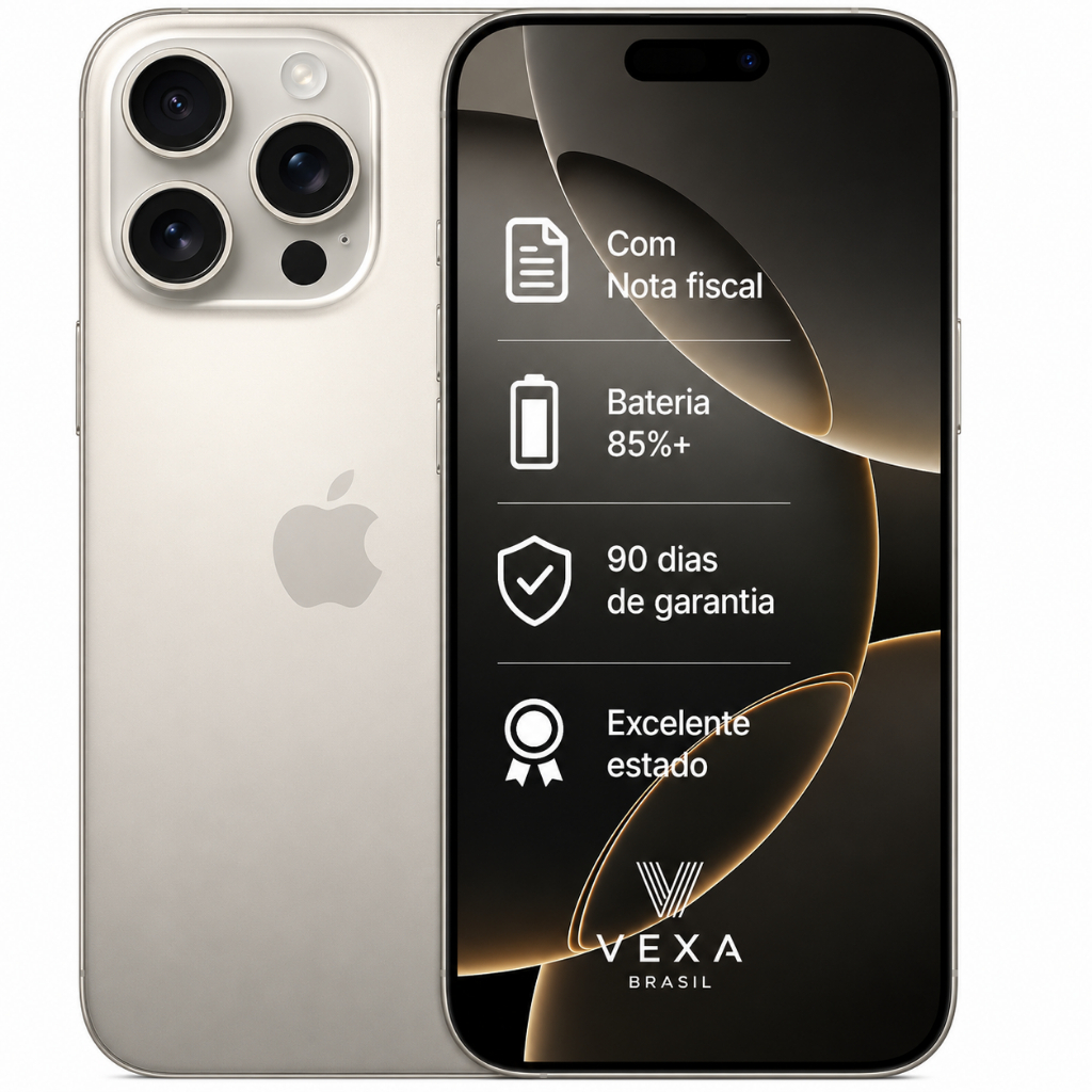 Apple iPhone 16 Pro 128GB Titânio Natural | Semi Novo Premium | Bateria Mínima 8