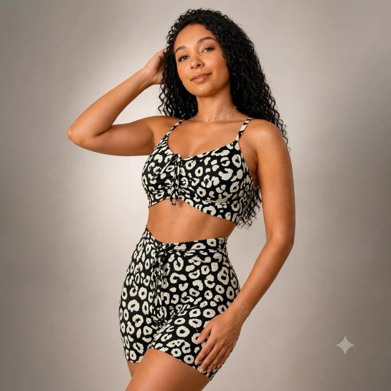 Conjunto Fitness Animal Print Cordinha Top — imagem 1