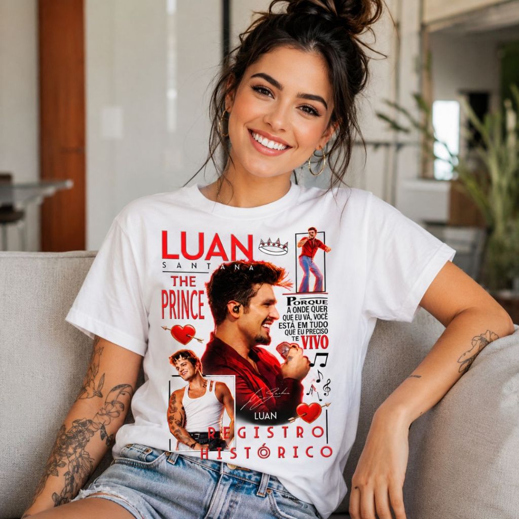 Camiseta Feminina Luan Santana Registro Histórico Dvd Turnê Blusa Feminina Fã Luanete Cam…