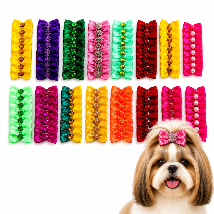 50/100/150/200 Lacinhos Pet Multienfeite Cores Sortidas para Cães e Gatos laços Pet Banho & Tosa Atacado