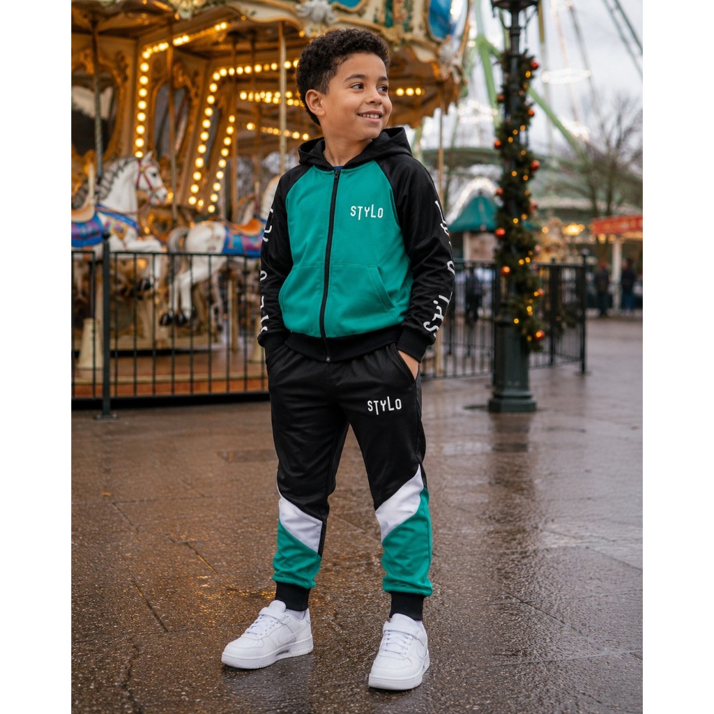 Conjunto Infantil de inverno Masculino calça e casaco de Menino Estampado moderno e estiloso