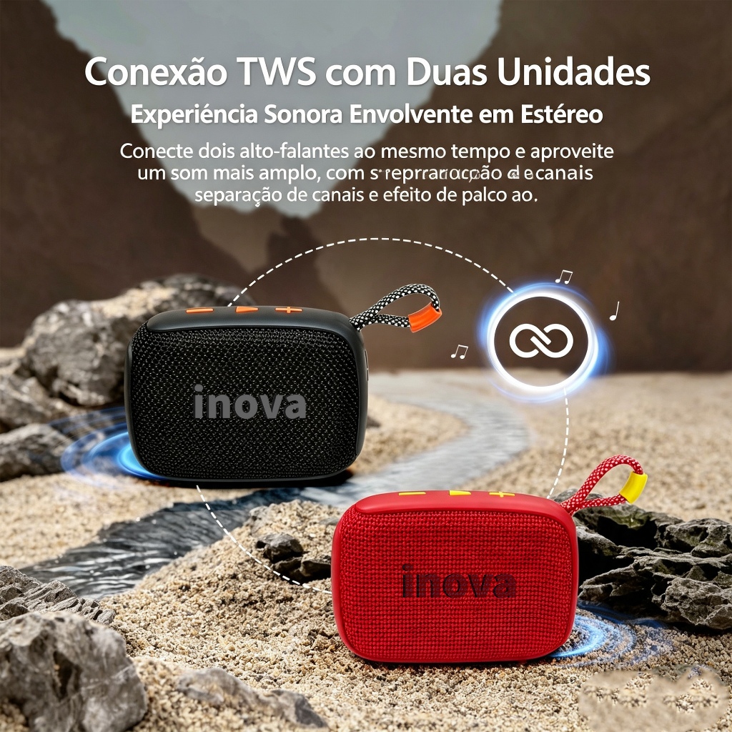 Inova Caixa de Som Bluetooth GO5 IP67, À Prova d'água, Autonomia de até 7 Horas Wireless Bluetooth 5.4 Speaker Portátil · foto 2