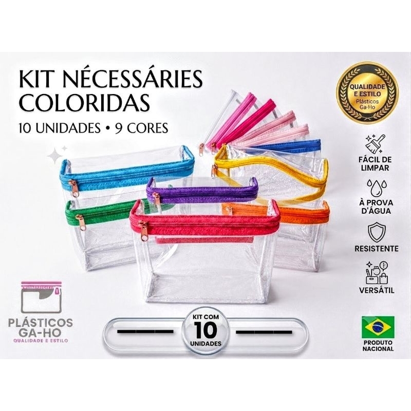 NECESSARIES-KIT C/-10 Unid -VARIAS CORES DE ZIPER-  MONTE SEU KIT COM NOSSAS NECESSARIES - ORGANIZE SUAS LEMBRANCINHAS -