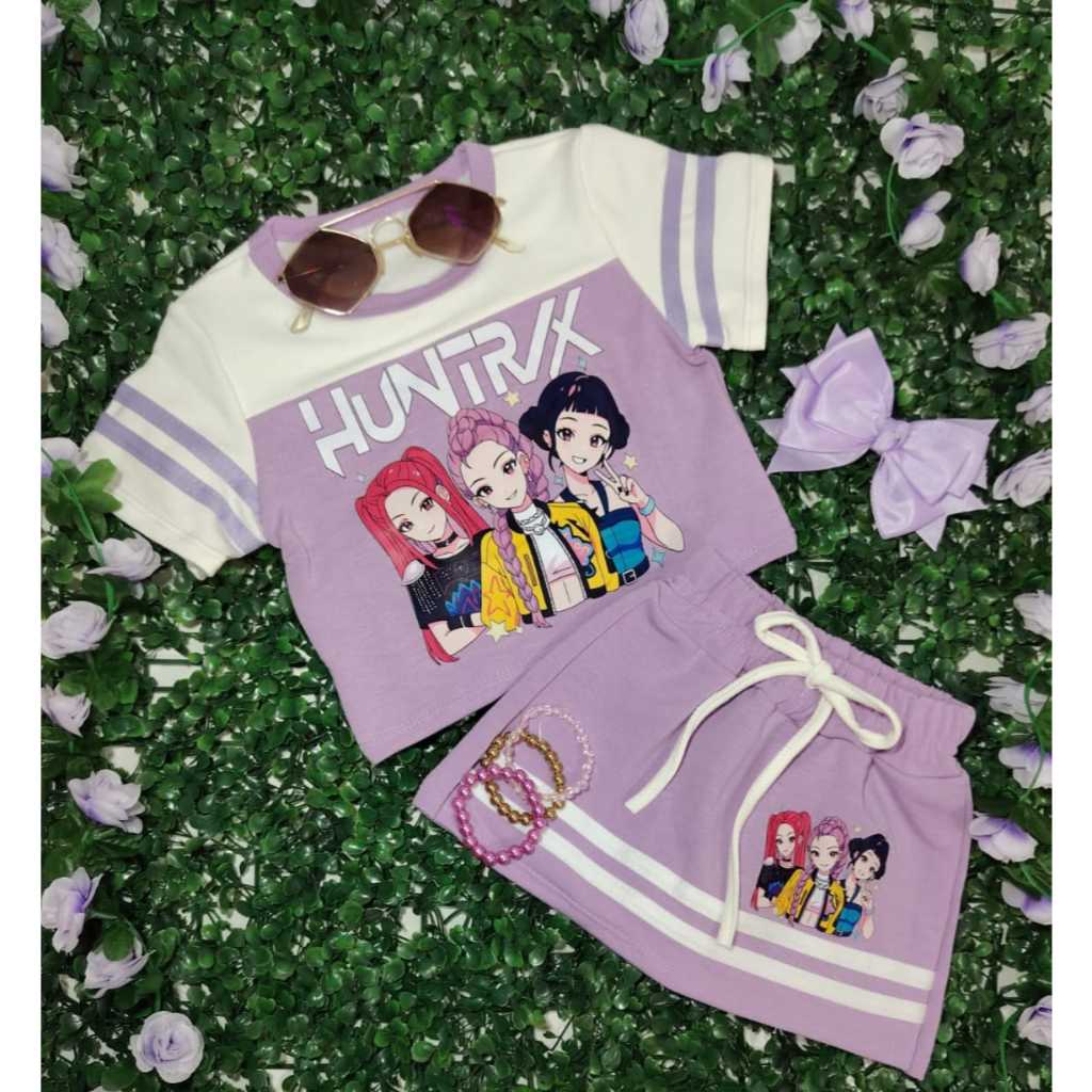 conjunto menina huntrax - blusa e short saia - conjunto de verão