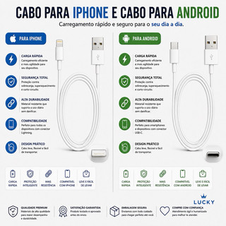 Cabo Lightning USB Branco Iphone Carregador Tpc Android