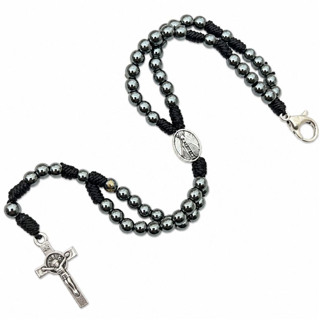 Terço pulseira de pulso nossa senhora aparecida hematita
