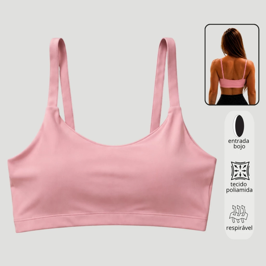 Top Fitness Sem Bojo POLIAMIDA Esportivo Feminino Zero Transparência Confortável Costas Nua Academia — imagem 1