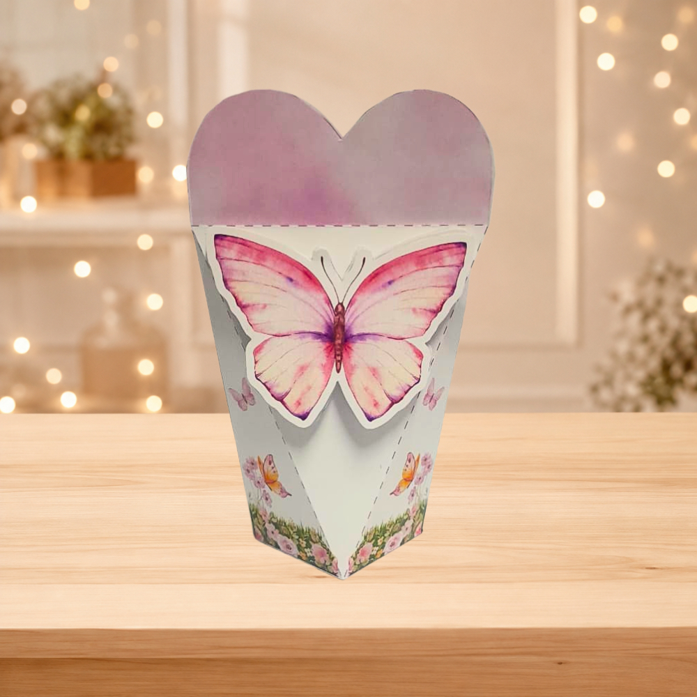 Kit 10 á 30 Caixa Coração Personalizada Jardim Encantado Borboleta Festa de aniversário lembrancinha