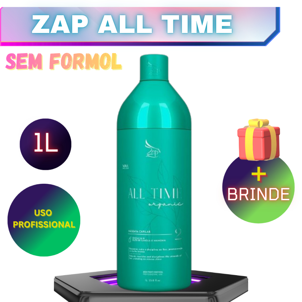 ZAP PROGRESSIVA SEM FORMOL ALL TIME ORGANIC 1L + BRINDES!