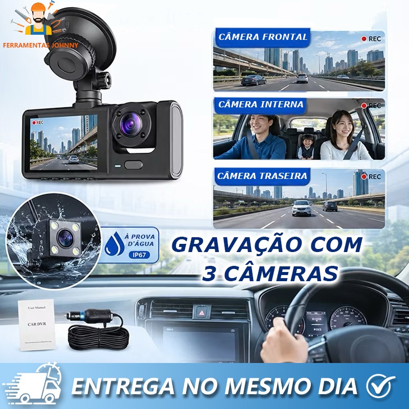 Câmera Veicular Automotiva,carro Black Box Vision Hd 1080p Gravador Veicular Tela Ventosa