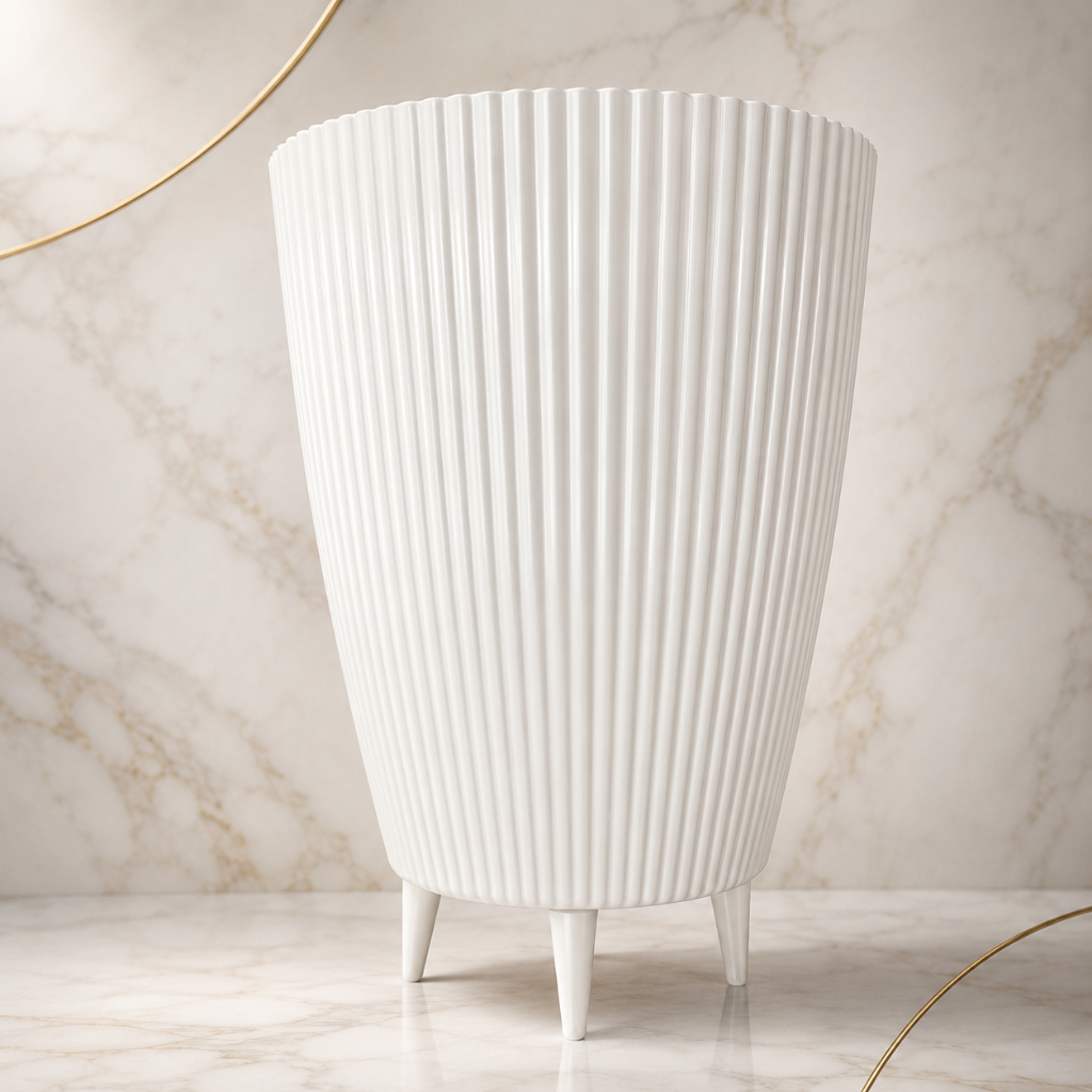 Vaso Squach Para Planta Coluna Canelado Injetado Decorativo Sala Jardim Casa Polietileno