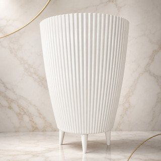 Vaso Squach Para Planta Coluna Canelado Injetado Decorativo Sala Jardim Casa Polietileno