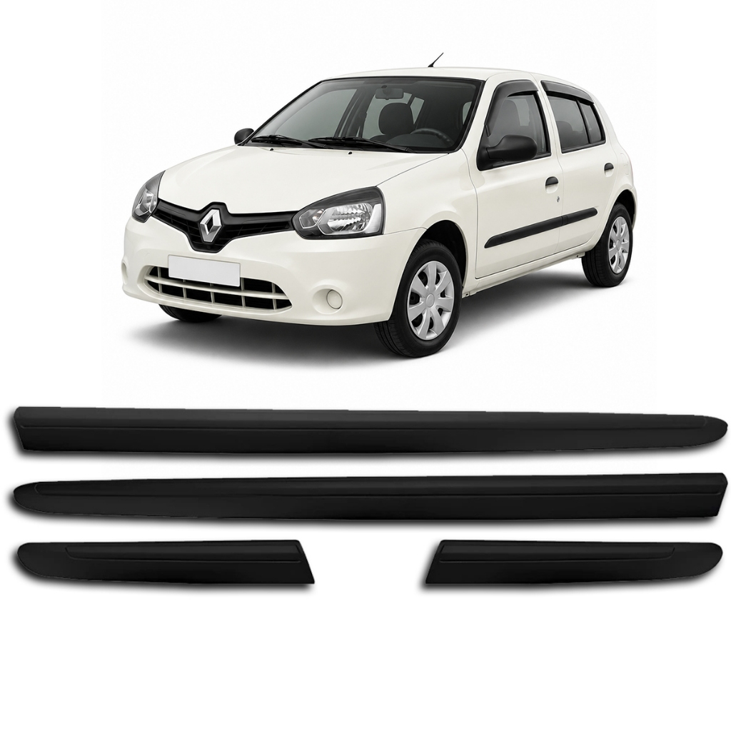 Jogo Friso Lateral Clio 4 Portas 2014 A 2016 Preto Completo 4 Peças