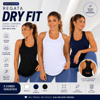 Kit 3 Regatas Femininas Dry Fit Academia Fitness Treino Caminhada - Proteção UV50
