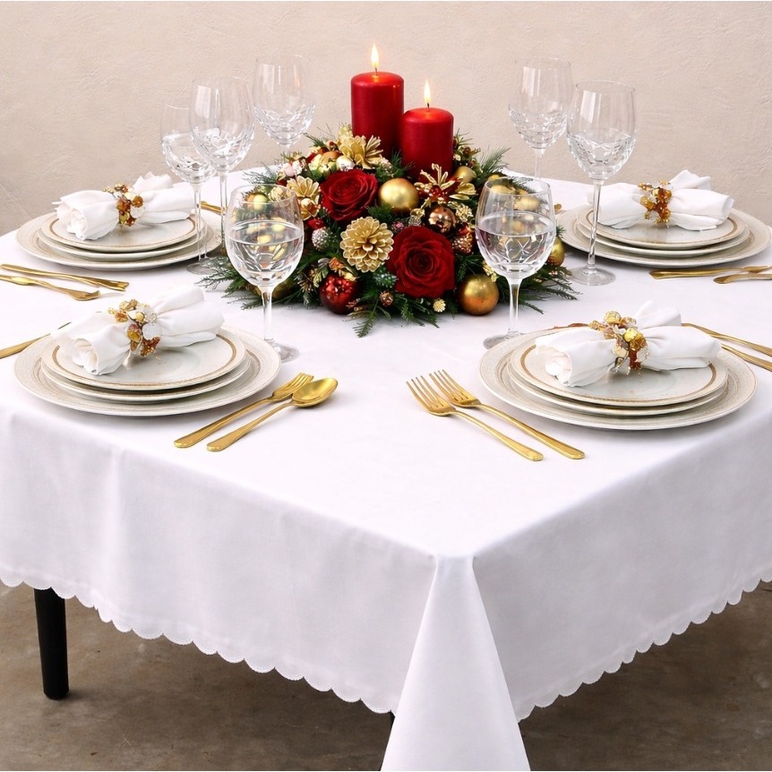 Kit 10 Toalha de Mesa Quadrada 1,50m x 1,50m Oxford Acabamento Laser Ultrassônico Para Salão de Festas