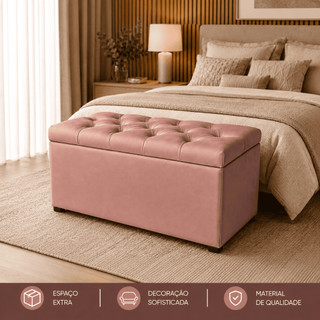 PUFF BAÚ CAPITONÊ PÉ DE CAMA SUEDE BAÚ ORGANIZADOR PORTA OBJETOS BRINQUEDOW ROUPAS DECORATIVO CLOSET