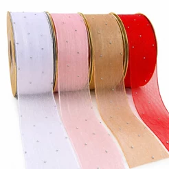 Fita de Organza 38mm Pontos de Luz Para Laços de Cabelo - 2 ou 5 metros