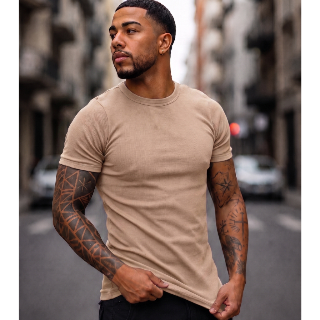 Camisa Justa Americana Canelada Gringa Camiseta Slim — imagem 2 de 2