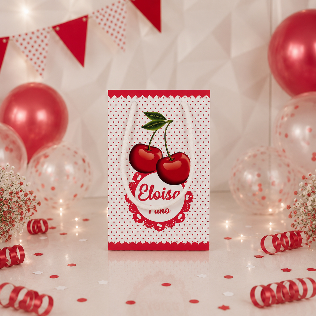 SACOLINHA PERSONALIZADA CEREJA/CEREJINHA/CEREJA PARA LEMBRANCINHAS/CEREJINHA PARA FESTA/CEREJA/SACOLINHA TAMANHO P
