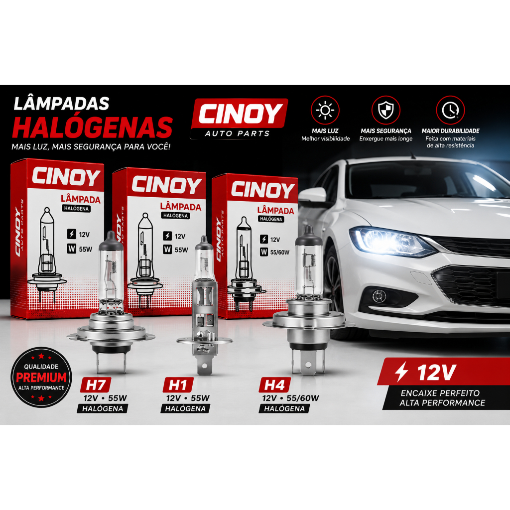 Par de Lampada H1 H3 H4 H7 H11 12V 55W Halogena