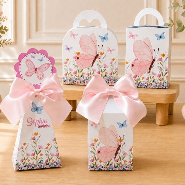 Kit Jardim das Borboletas Personalizado com Nome Caixas Lembrancinhas Infantil Decoração Festa
