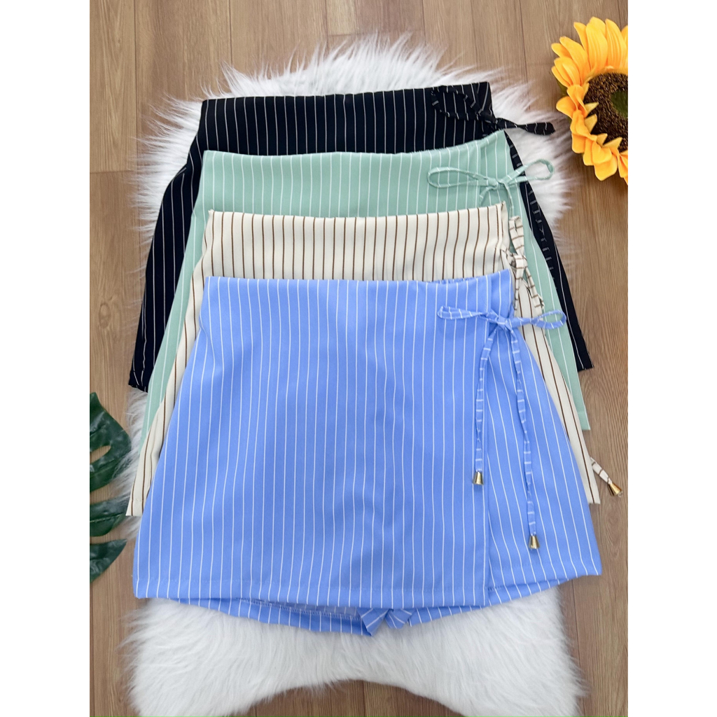 yiang modas short saia listar com amarrar moda feminina 0992-1