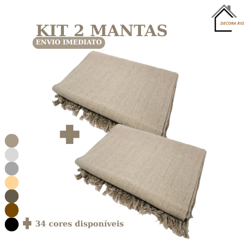 Kit 2 Mantas Decorativas Para Sofá Luxuosa Tamanho 210X120 Tecido 100% Algodão