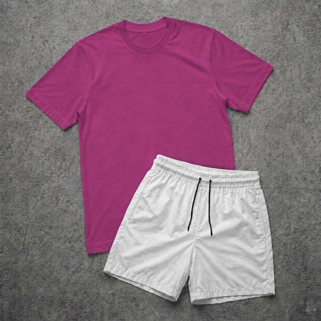 Conjunto Masculino Camiseta 100% Algodão + Short com Elastano Casual Confortável Verão