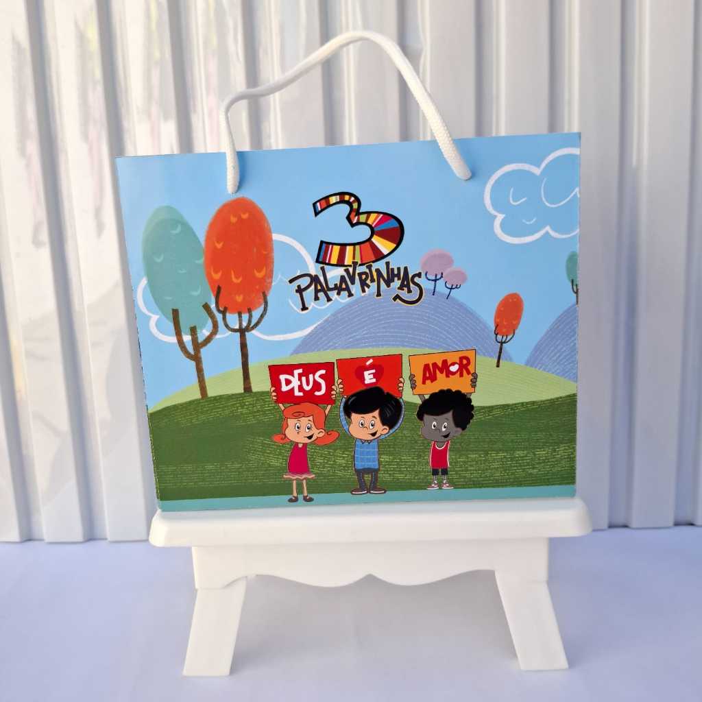 Sacola G 3 Palavrinhas Personalizados lembrancinha de festa Infantil de aniversário.