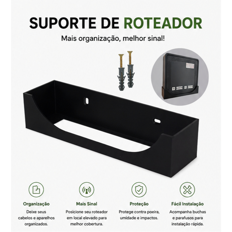 Suporte de Parede para Modem Roteador Wi-fi – Compatível com Vivo Fibra | Organizador para Roteador