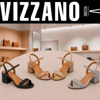 Sandália Feminina Vizzano Com Glitter Salto Bloco Baixo Festa 6291.900