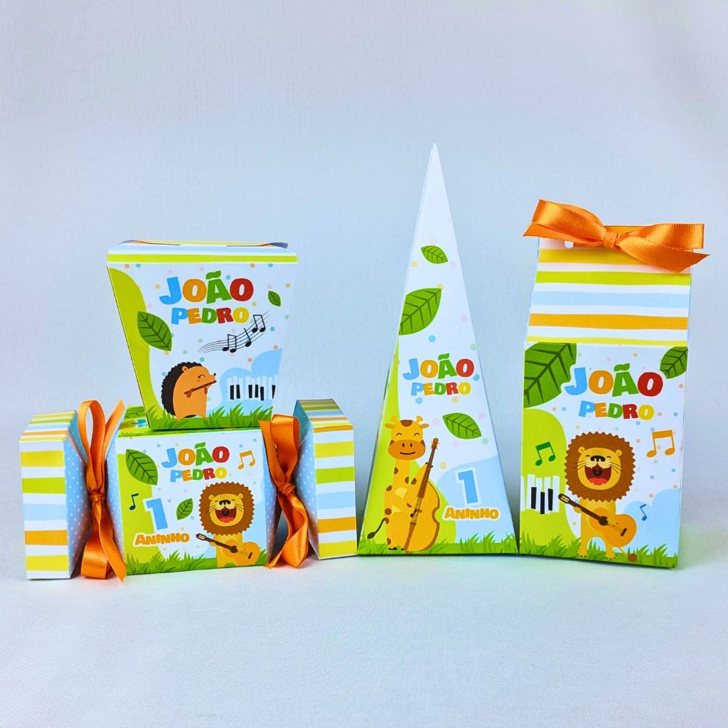 Kit 10 a 45 Caixinhas Banda dos Animais Personalizado Lembrancinhas Para Festinha Aniversario Lembranca