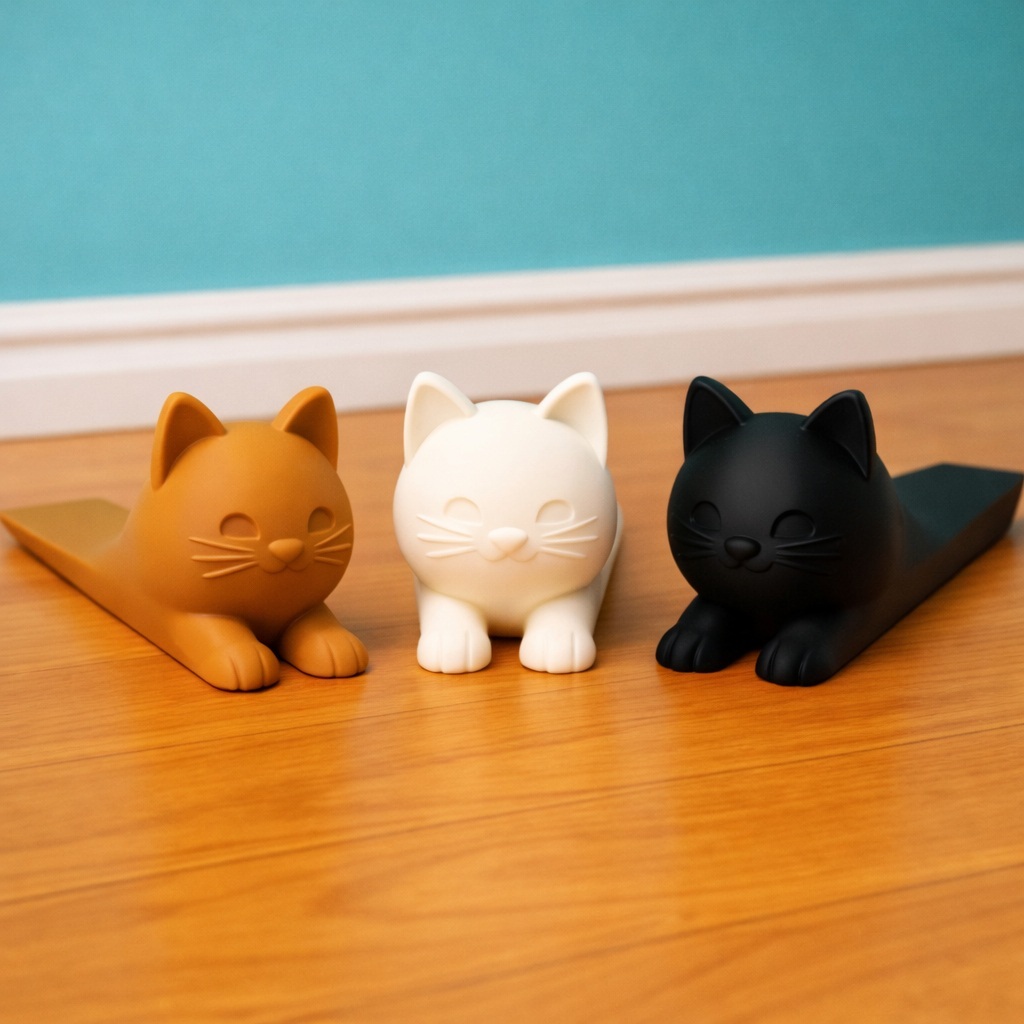 Trava de Porta Gatinho Cunha Antiderrapante Peso de Porta Decorativo Fofo