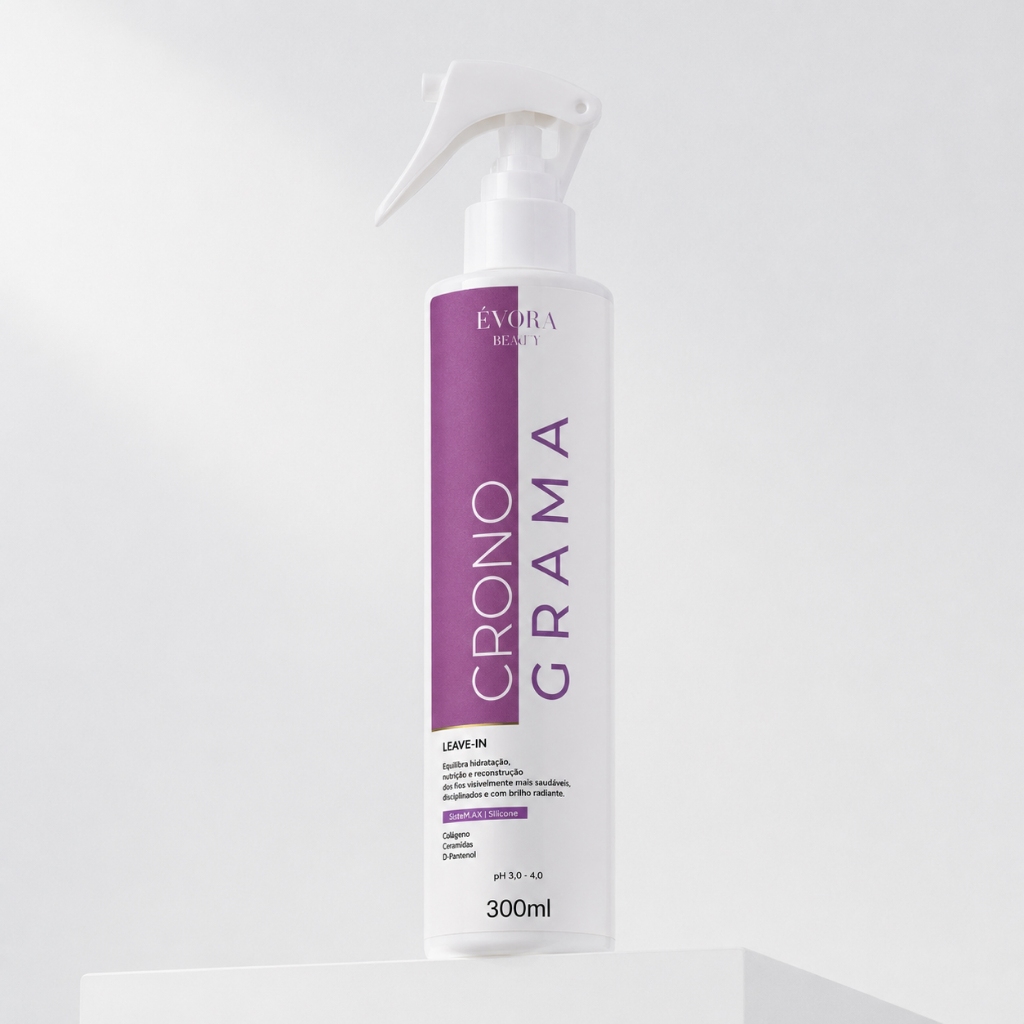Leave-in Profissional Évora Beaut 300ml Cronograma Capilar Antifrizz Proteção Térmica Hidratação Brilho Intenso