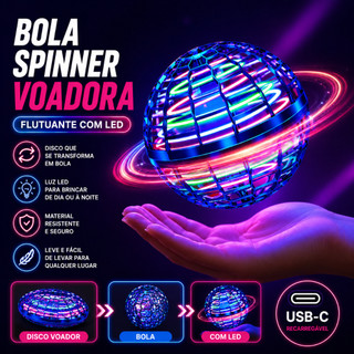 Bola Spinner Voadora LED Boomerang Bola Flutuante Disco Voador Brinquedo Infantil Cores Sortidas
