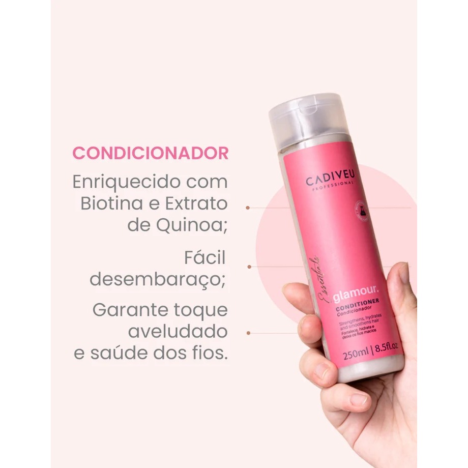 Cadiveu Kit Glaour Shampoo + Condicionador + Máscara e Fluído · foto 2