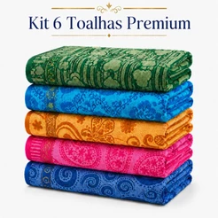 Kit 6 Toalhas de Banho Premium Estampadas 70x140 Banheiro Hotel Toque Macio Alta Absorção Cores Sortidas
