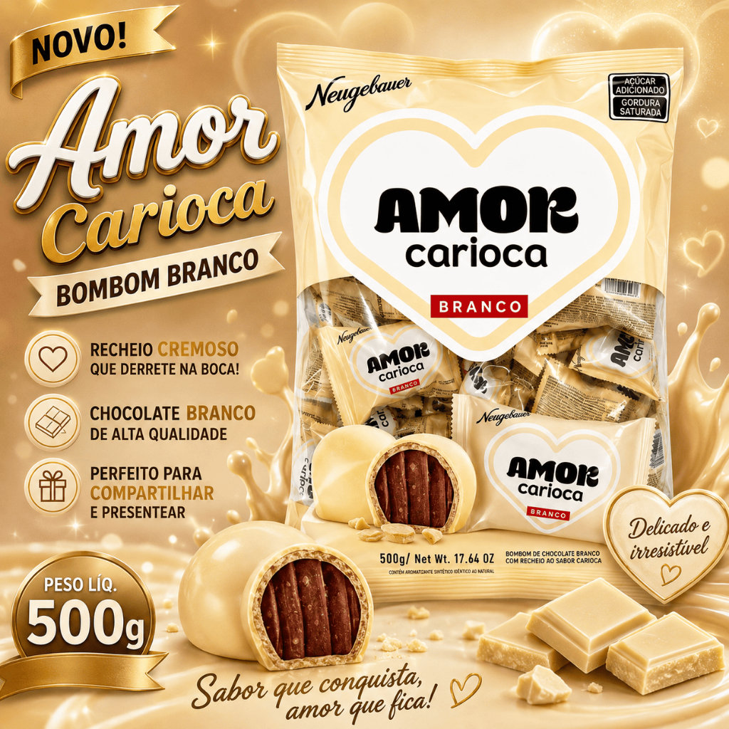 Bombom Amor Carioca Branco -  Pacote 500g - Neugebauer