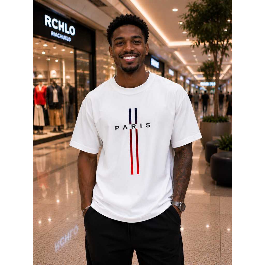 Camiseta Masculina Cores Variadas Estampa Paris 100% Algodão Premium Casual Confortável Estilosa Versátil