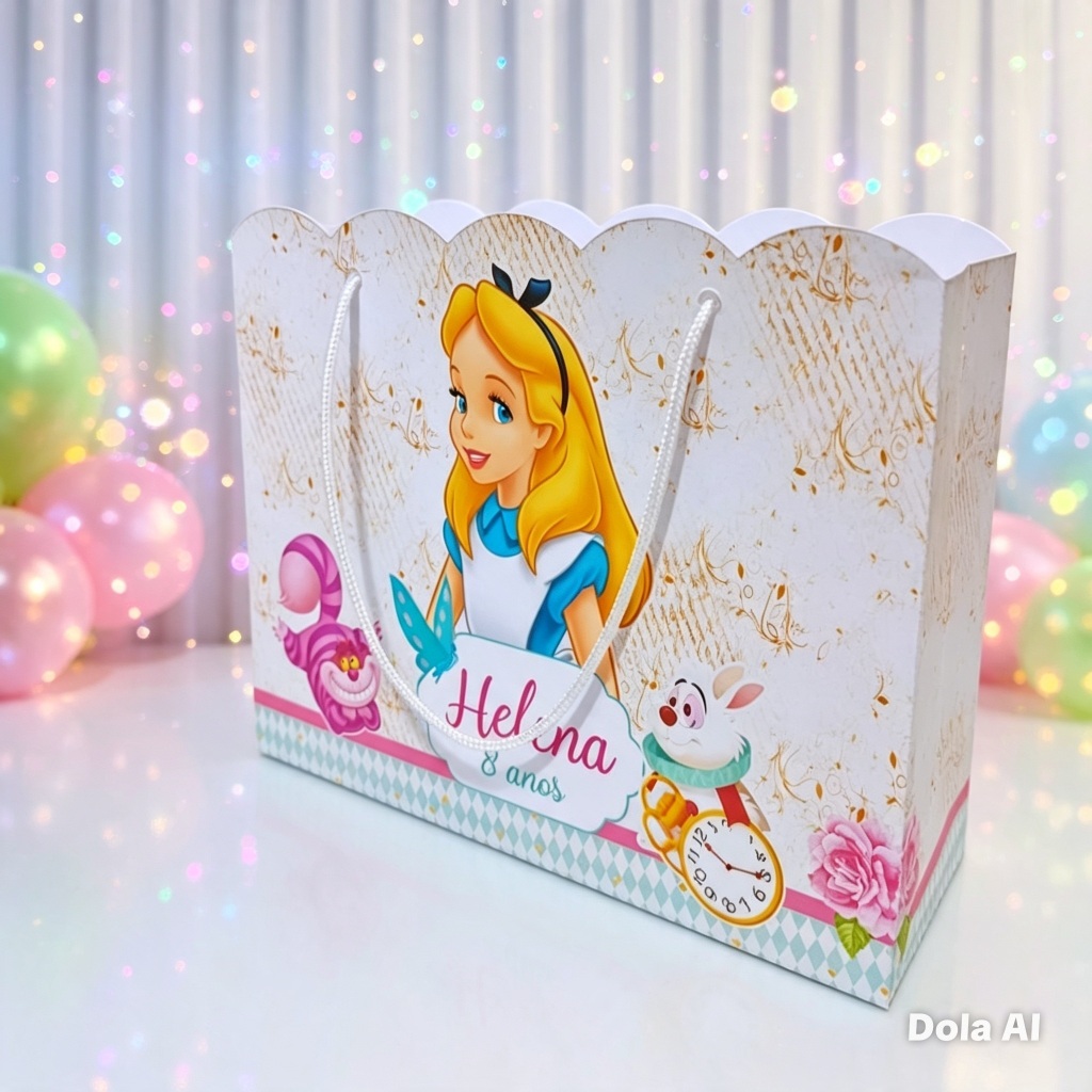 Sacolinha Surpresa Alice no País das Maravilhas Personalizado  Lembrancinha Aniversário Festa