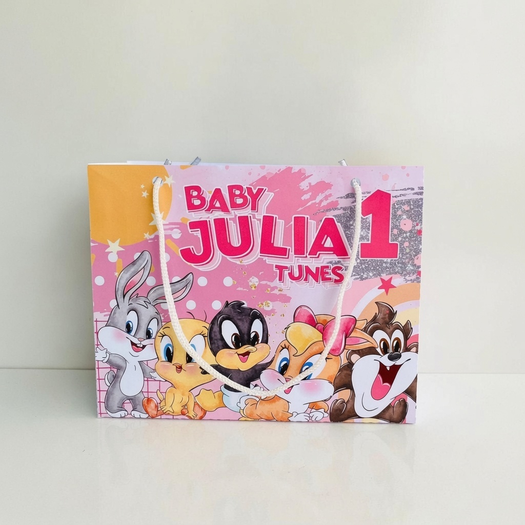 Sacolinha Personalizada Looney Tunes Menina Sacolinha Pegue e Monte Lembrancinha Festa Aniversário