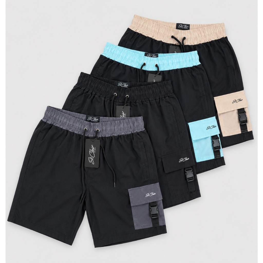 Bermuda cargo 3 bolsos tactel com elastano Streetwear