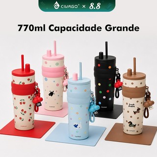 CIVAGO Copo Térmico 770ml Fashion Garrafa Térmica Aço Inox Revestimento Interior Cerâmico…