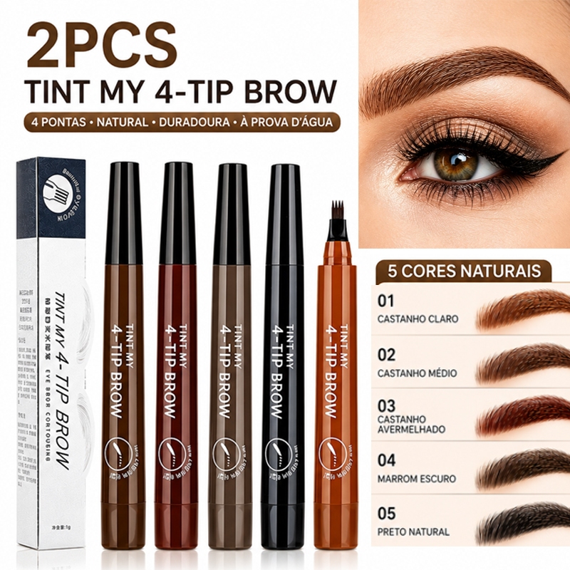 Caneta De Sobrancelha Microblading De 4 Pinos-Traços Naturais À Prova D'água Maquiagem De Longa Duração